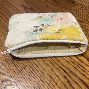 Vintage Fabric Floral Pouch with Yellow Seersucker Lining